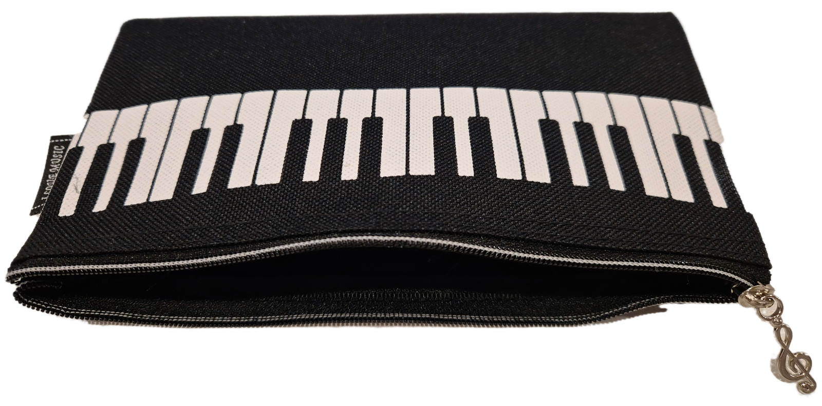 Black Pencil Case with Piano Keys