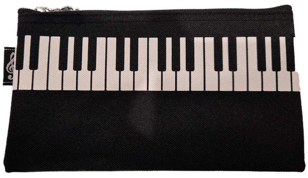 Black Pencil Case with Piano Keys