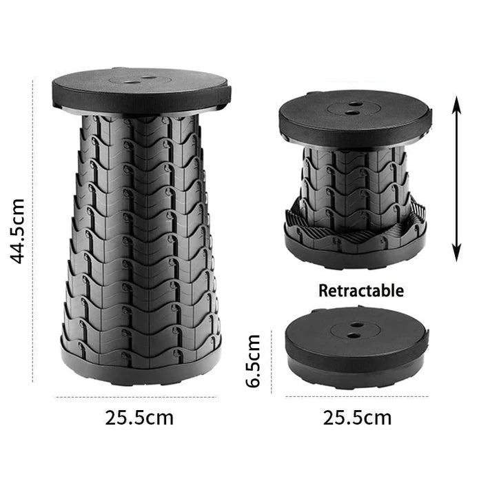 Cello Stool - Telescopic Round Plastic Adjustable 6.5-44.5cm, Black