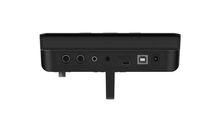NUX DM-110 Electronic Drum Kit — DM-110 module connections: trigger, stereo out, headphones, aux, Bluetooth module, USB, DC9V