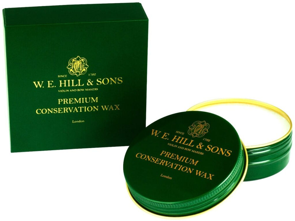 W.E. Hill and Sons Premium Conservation Wax in its display box