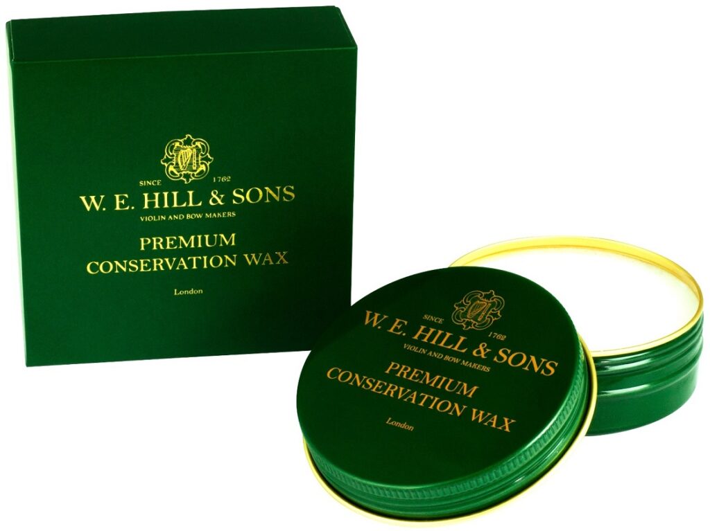 W.E. Hill and Sons Premium Conservation Wax in its display box