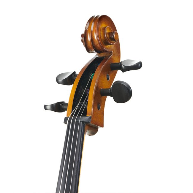 Stentor Student II Cello Outfit — Cello scroll and tuning pegs detail