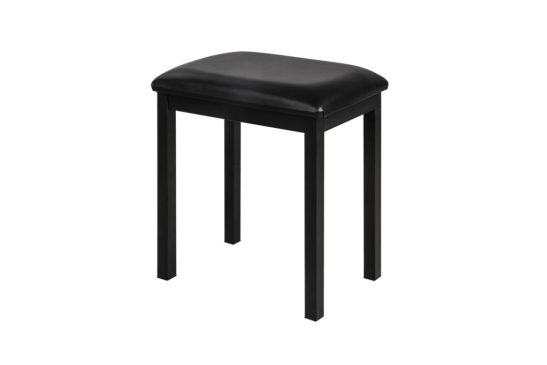 Black NUX piano bench with padded seat and metal legs
