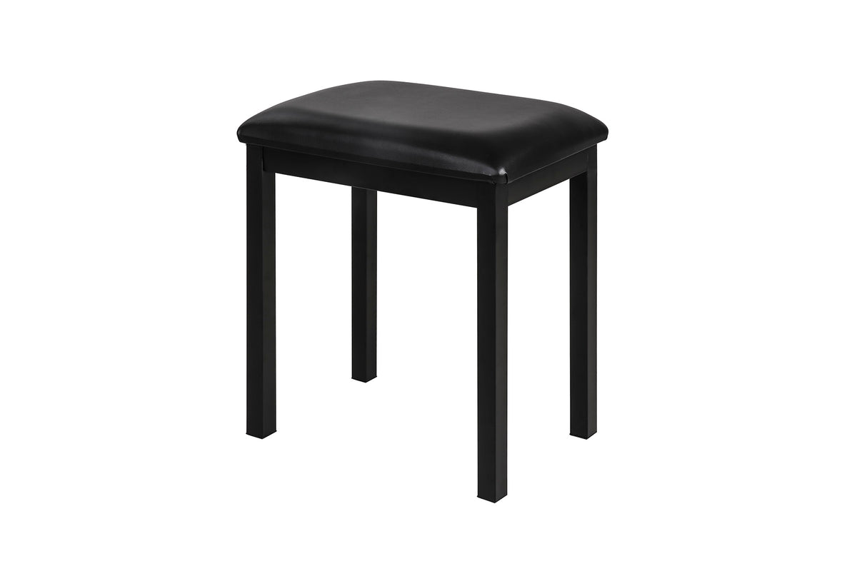 Black NUX piano bench with padded seat and metal legs