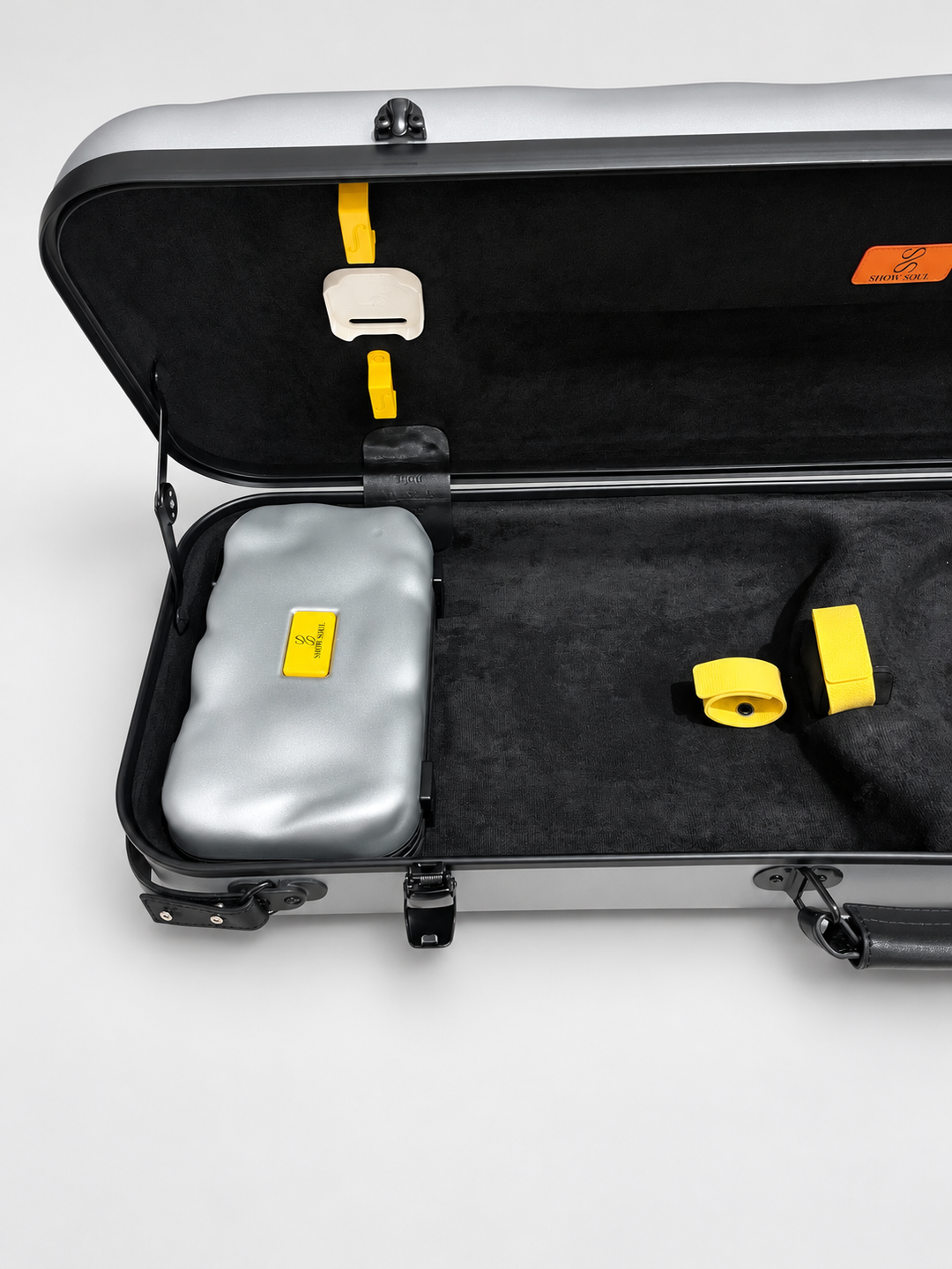 Grey Show Soul Violin Case interior with matching accessory bag