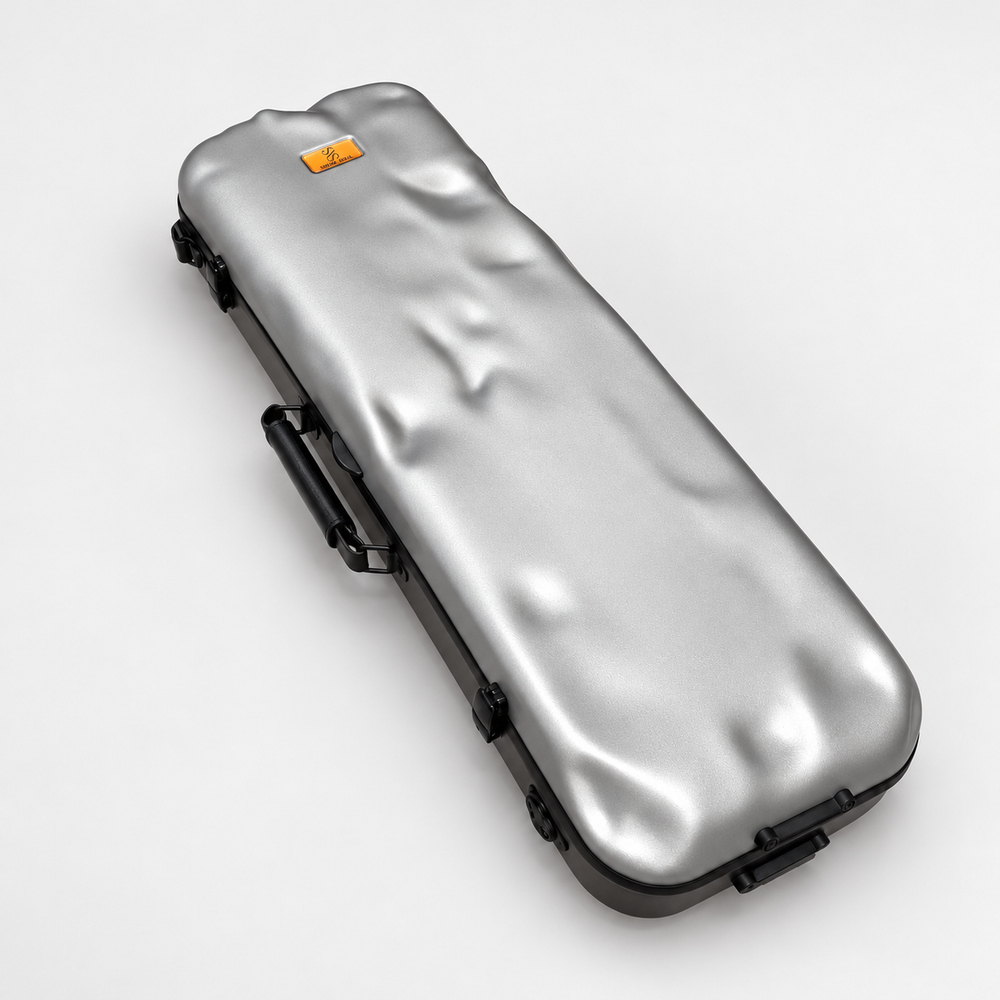 Show Soul Violin Case in Grey, closed sculpted shell