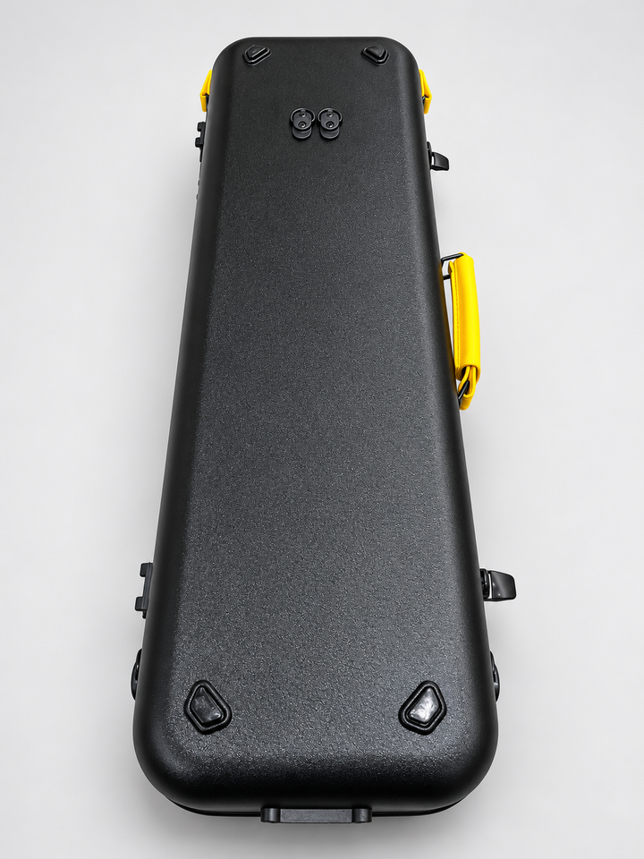 Show Soul Violin Case underside with yellow carry handles