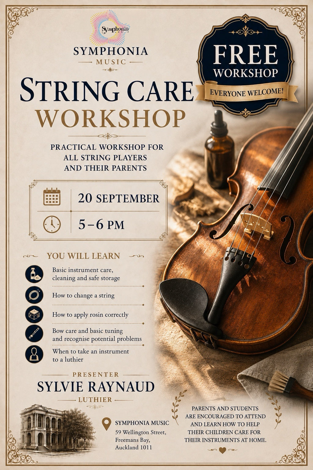 String Care Workshop at Symphonia Music, 20 September 2026