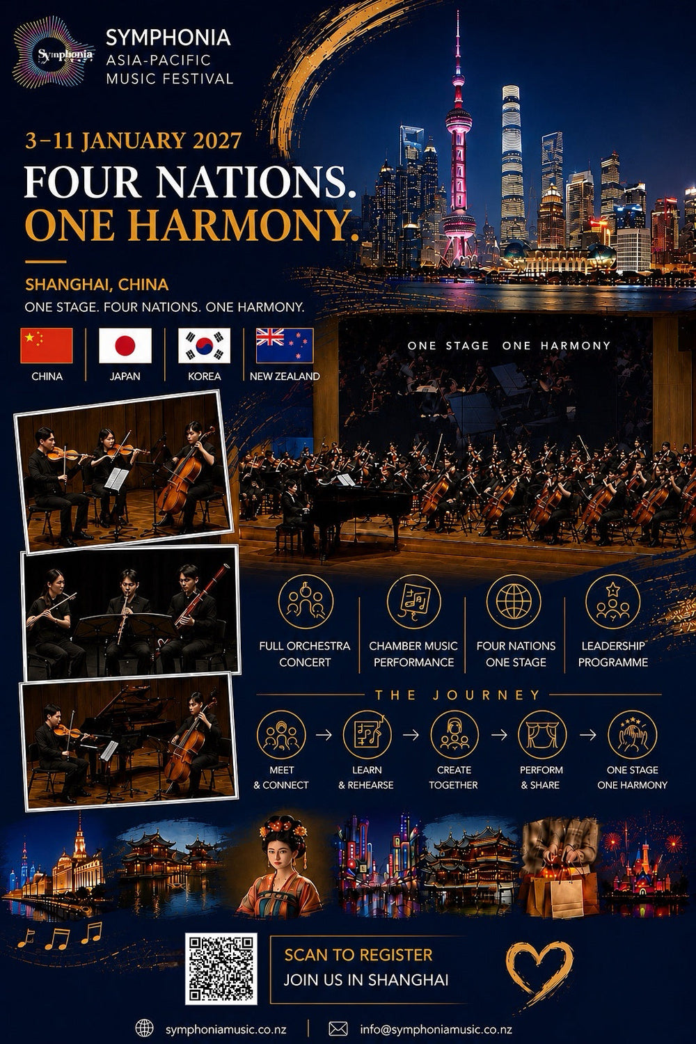 Symphonia Asia-Pacific Music Festival Shanghai 2027 poster – Four Nations, One Harmony