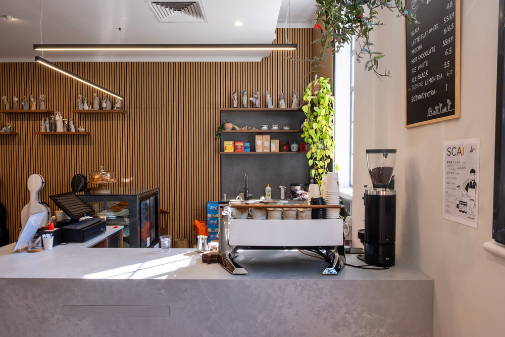 Coffee counter and espresso machine at Symphonia Café